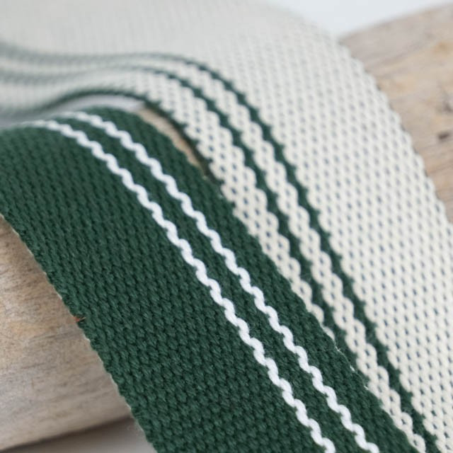 30mm Two-Tone Double-Sided Webbing, Green and White - Maison Klem